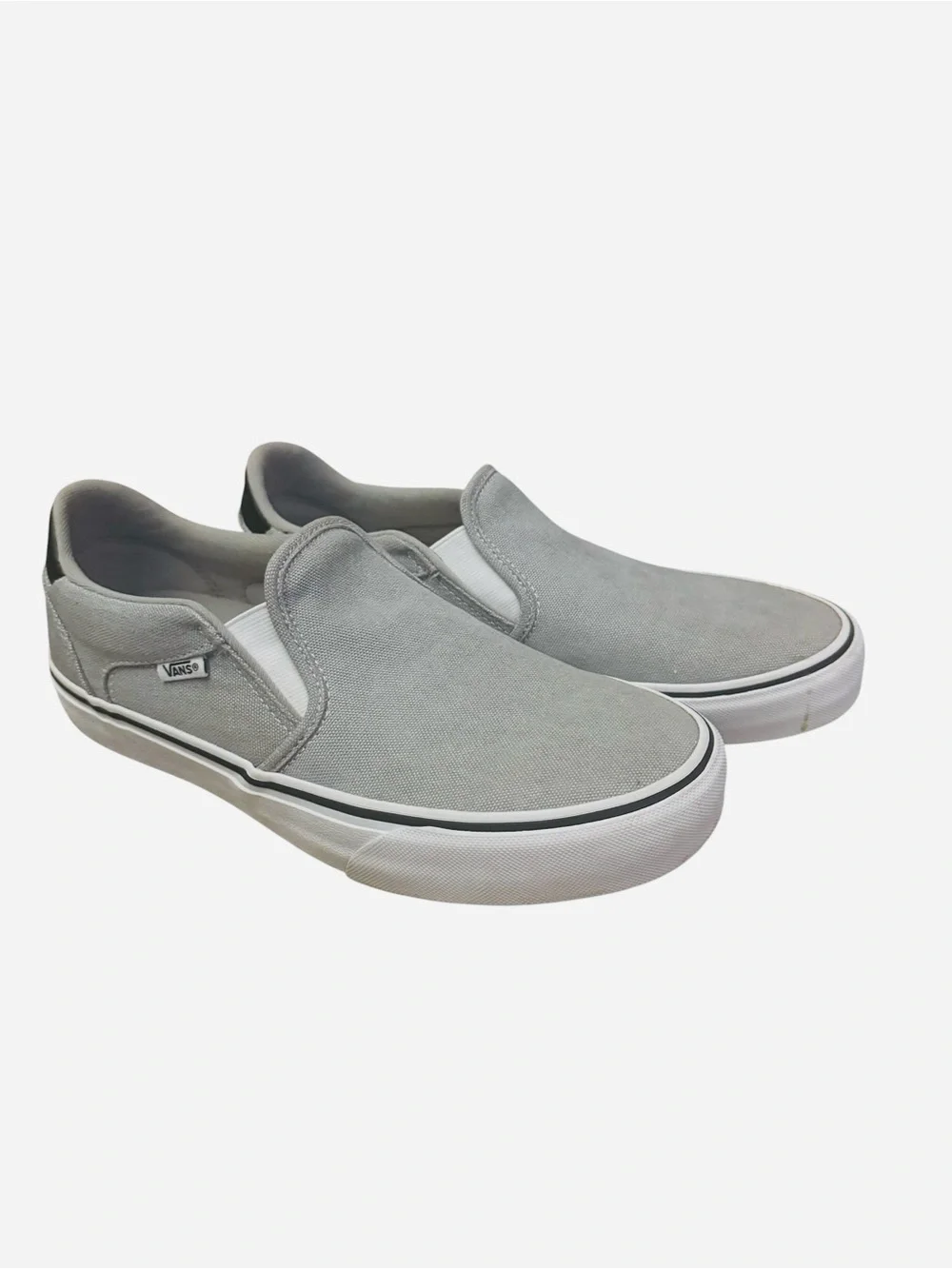 Vans Classic Slip-On Gray Canvas Deluxe Comfort Men’s 8 Casual Skate Shoes